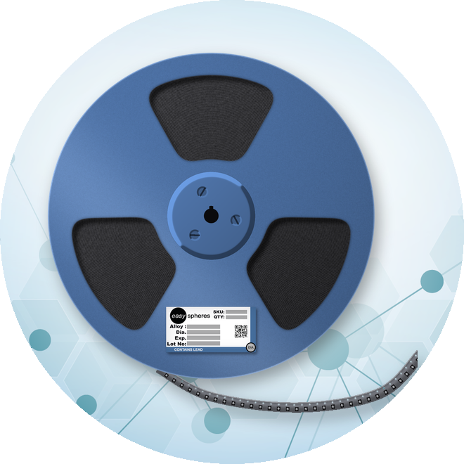 Solder spheres on tape and reel